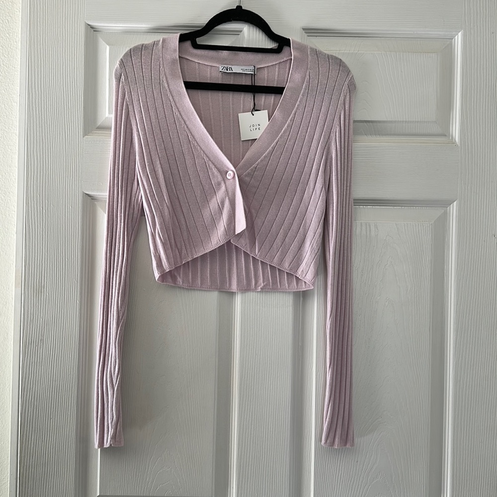 NWT Zara Cropped Sweater Cardigan Size Small